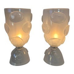 Lampade da tavolo a vaso in vetro di Murano Art Deco italiano