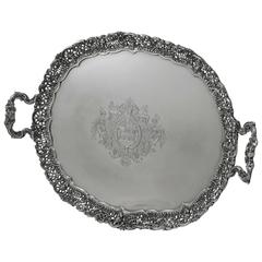 Very Large and Heavy Quality Victorian Sterling Silver Tray