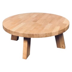 Tavolino rotondo in Oak di design brutalista di Meubelfabriek Oisterwijk