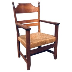 Poltrona grande intagliata degli anni '30 in stile alpino italiano Rustic Design