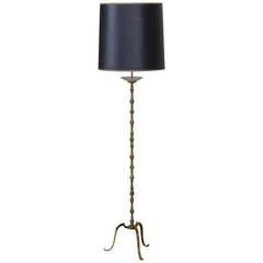Vintage Maison Charles French Brass, Lalique Glass Floor Lamp, circa 1970