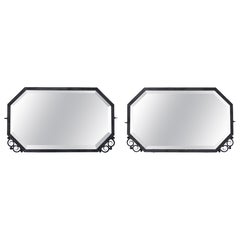 French Art Deco Pair of Wrought Iron Mirrors, 1920