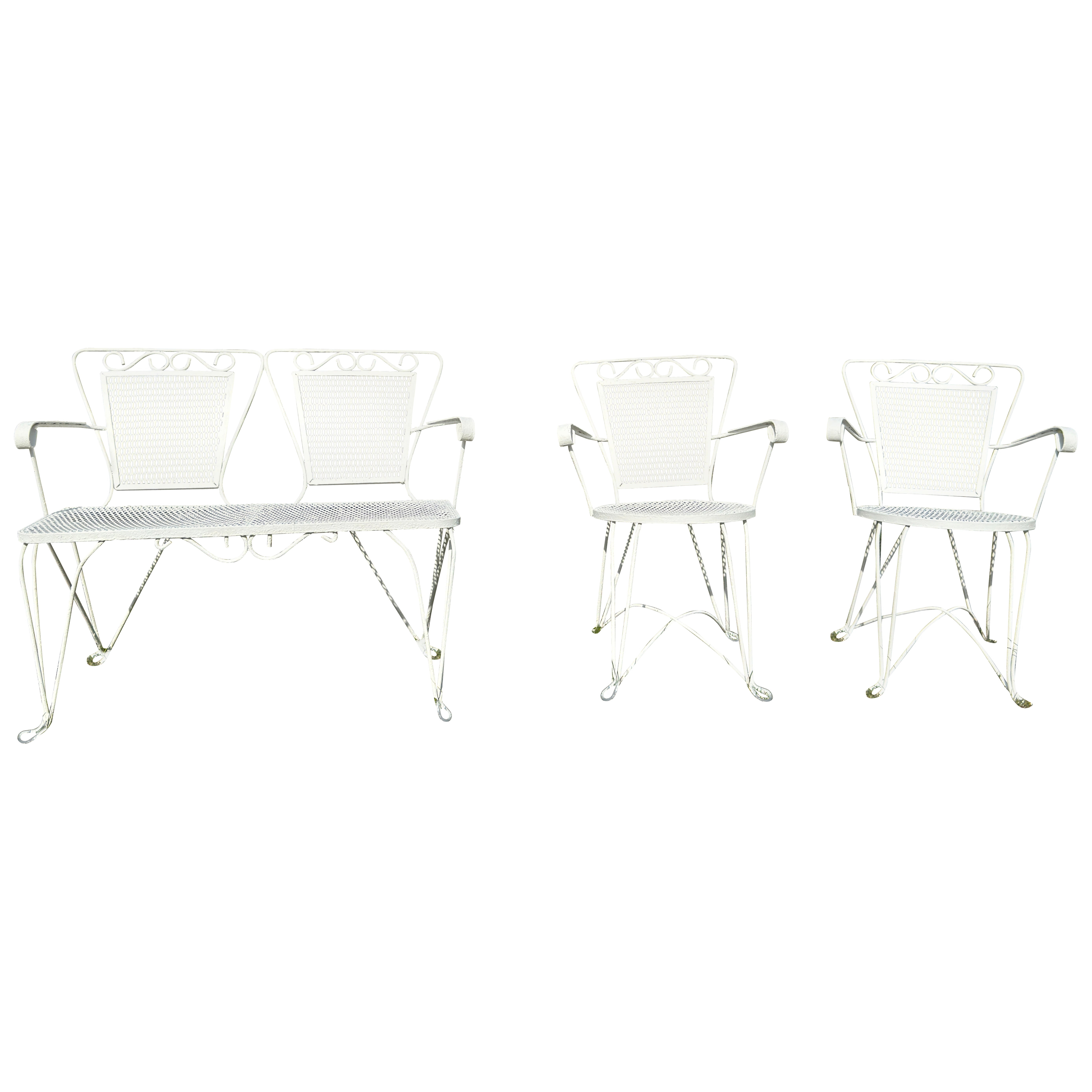 Mid Century Modern Metal Outdoor Furniture Set- 3 Pieces