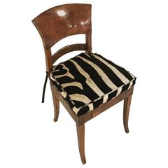 Forsyth One of a Kind Vintage Biedermeier Style Chair with Custom Zebra Cushion