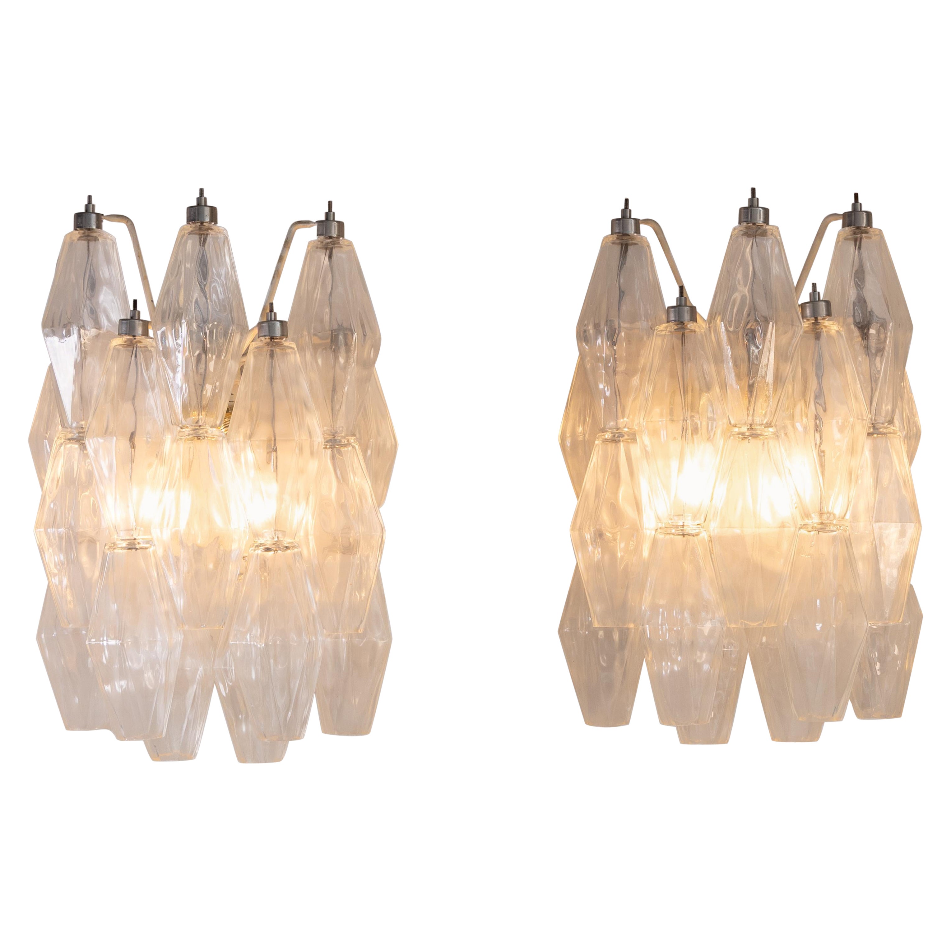 Set of 2 Poliedri wall sconces, Venini, 1950s