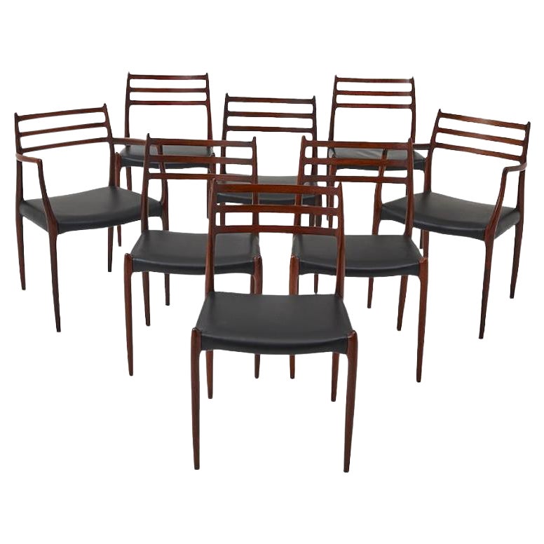 Set of 8 Rosewood Niels Otto Moller dining chairs model 78