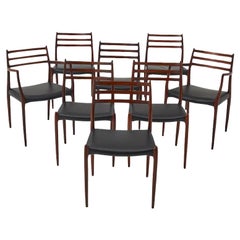 Set of 8 Rosewood Niels Otto Moller dining chairs model 78