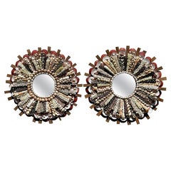 Vintage Boho Shell Encrusted Mirrors - A Pair
