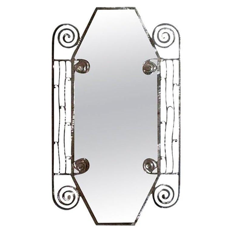 Edgar Brandt Inspired French Art Deco Steel Mirror
