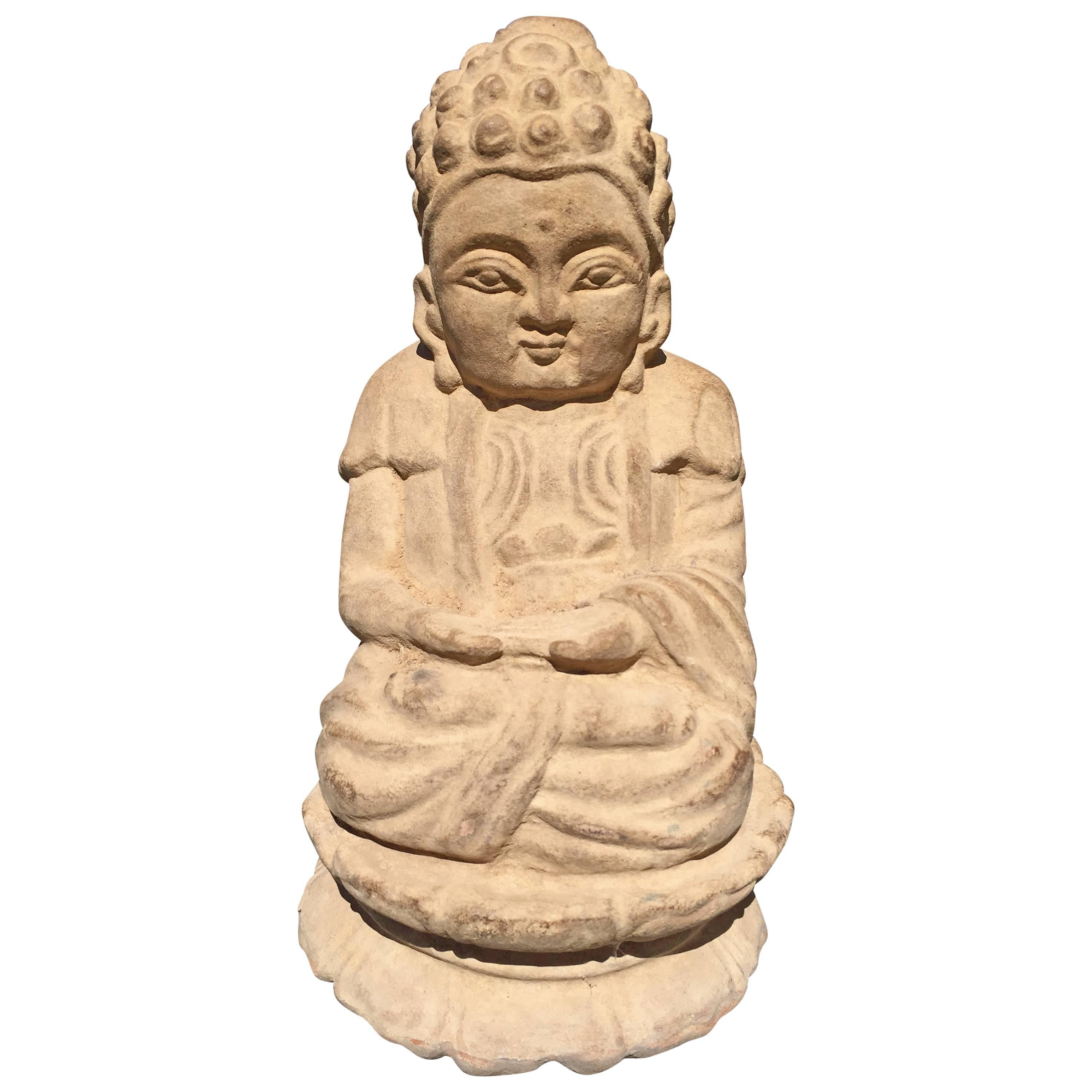 Small Serene Buddha Stone Sculpture Suitable for Indoor or Garden
