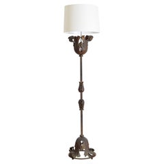 Antique Italian Rococo Style Wrought Iron and Gilt Metal Floor Lamp, early 20th century