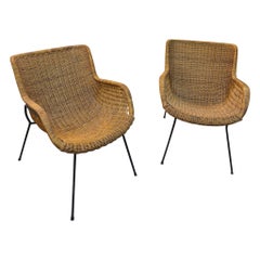 Fauteuils en osier de Tito Agnoli 1970