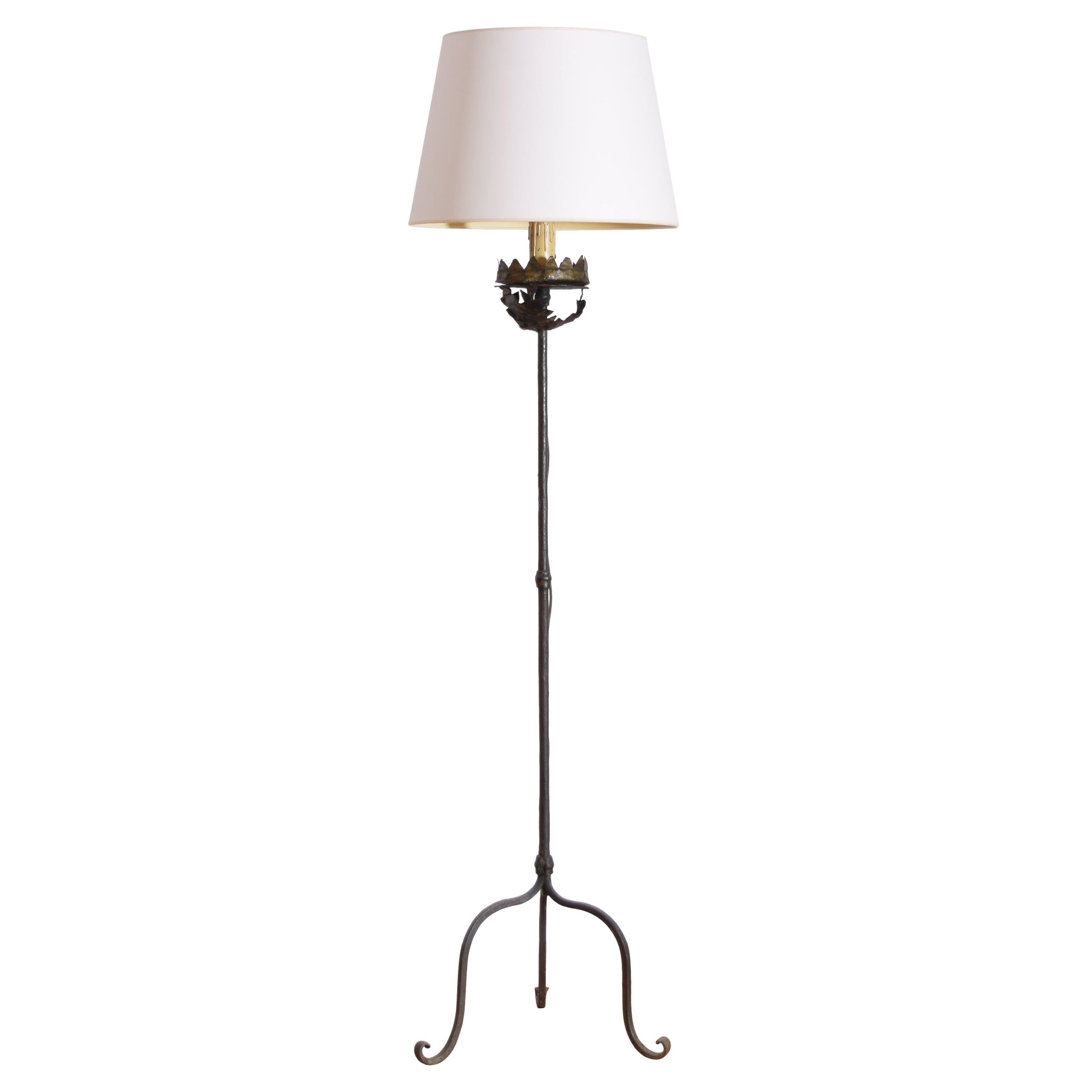 Italian Baroque Wrought Iron Torchere, now electrified, early 18th century For Sale