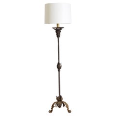Antique Italian Baroque Style Wrought Iron and Metal Floor Lamp, circa 1900