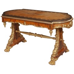 Rare George IV Period Amboyna Inlaid and Carved Giltwood Centre Table 