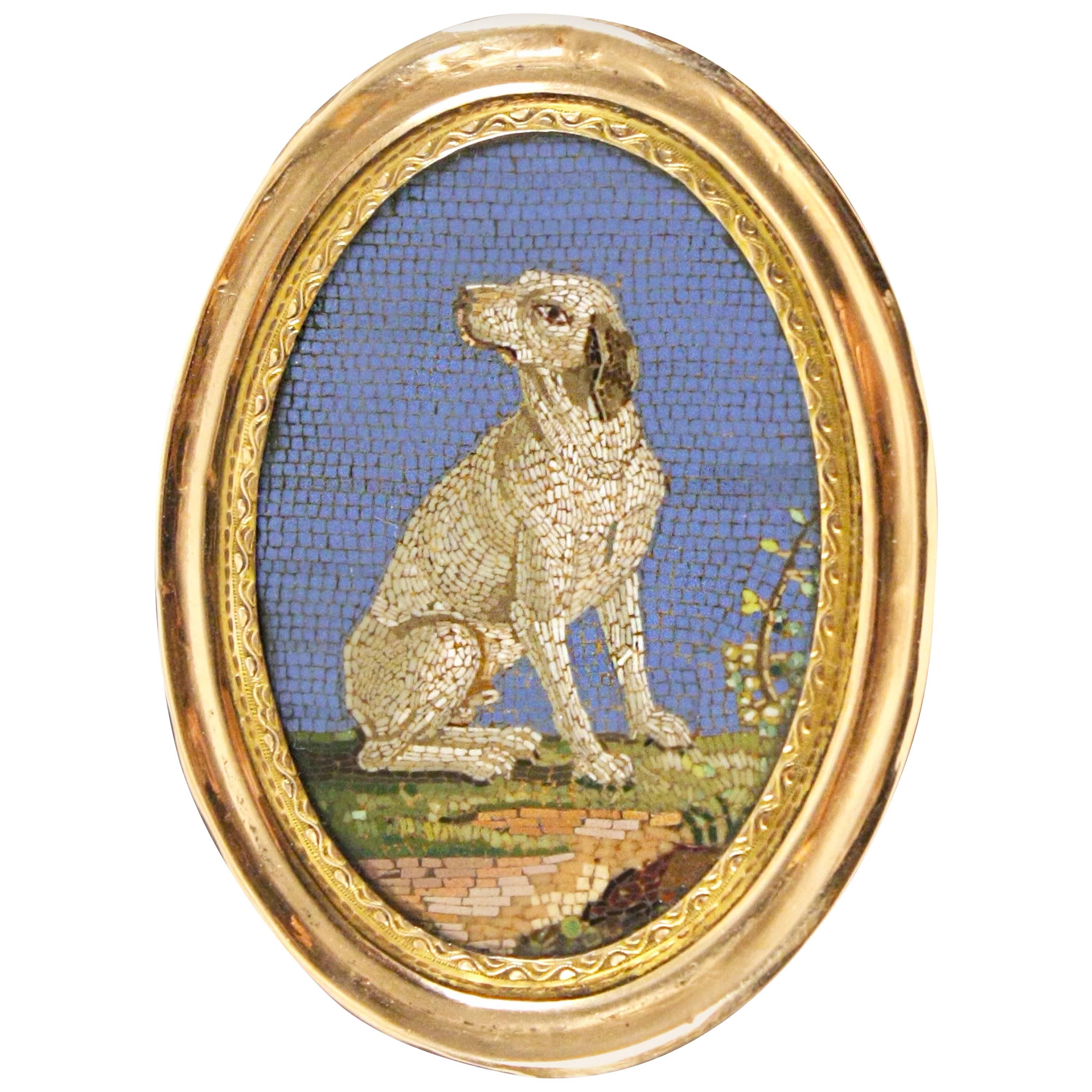 Italian Gold-Mounted Micromosaic Snuff Box For Sale