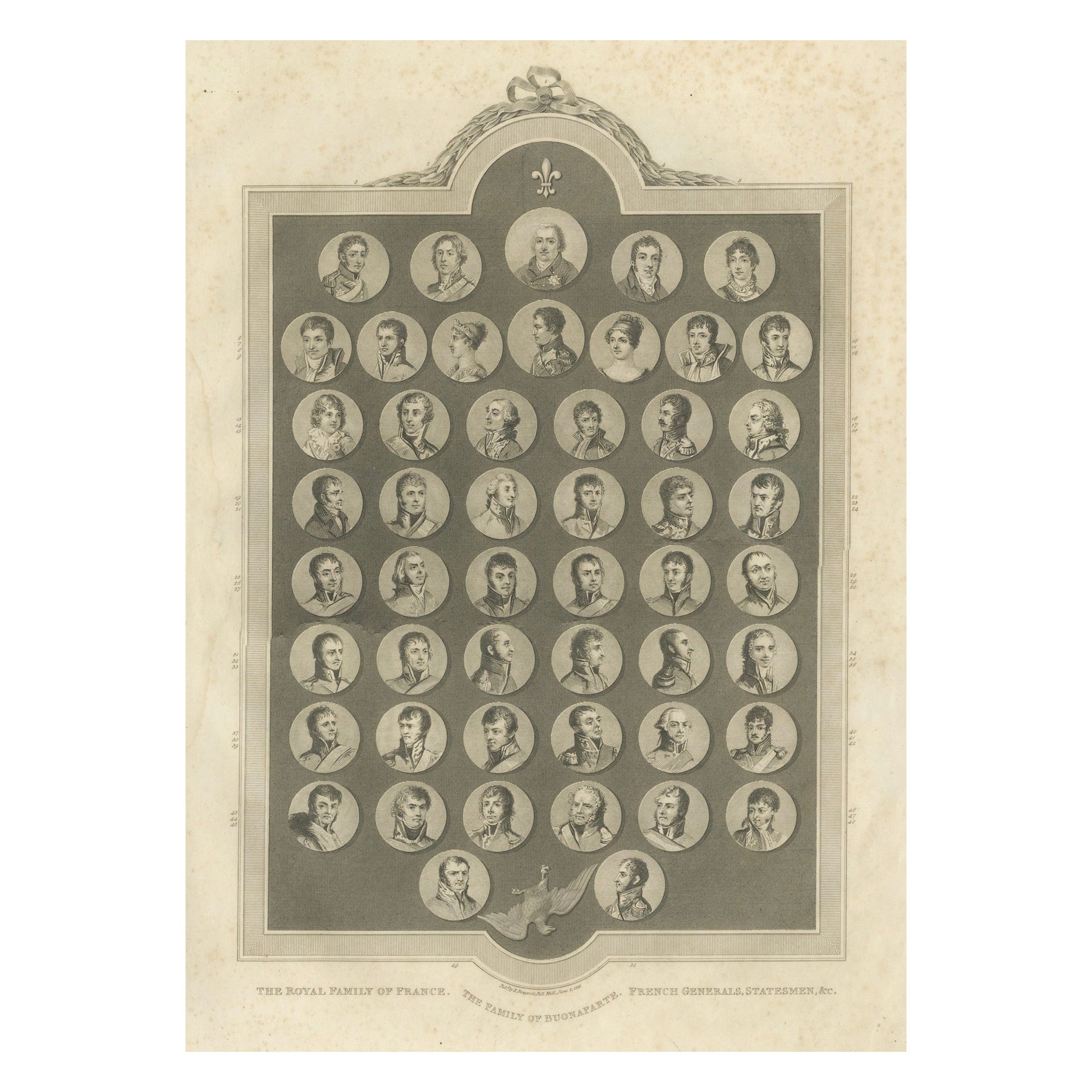La famiglia reale di Francia, la famiglia Bonaparte e i generali francesi, 1815 in vendita