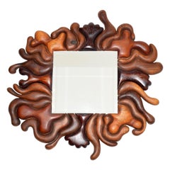 American Studio Sculpted Wood Wall Mirror, James Monroe Camp Studio, PA, 1997
