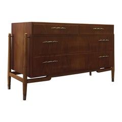 Teak Chest of Drawers with Brass Handles