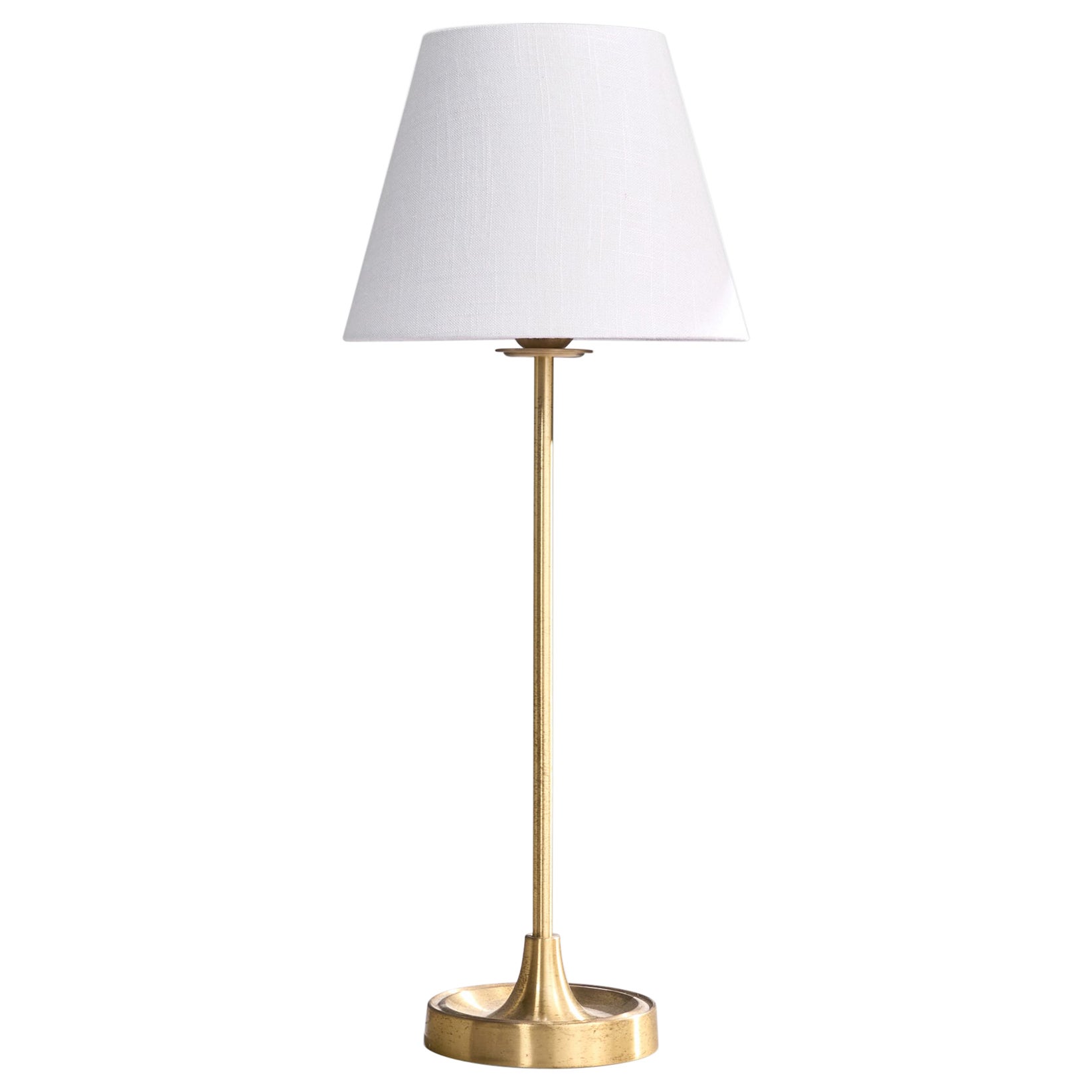 Aage Petersen, Table Lamp, Brass, Fabric, Denmark, 1970s
