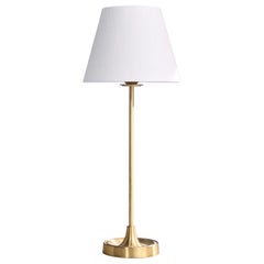 Aage Petersen, Table Lamp, Brass, Fabric, Denmark, 1970s