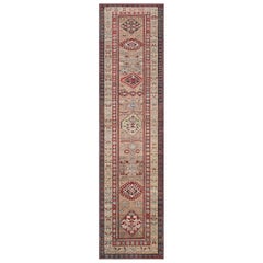 Antique Circa-1910 Handknotted Wool Flora and Fauna Persian Serab Runner