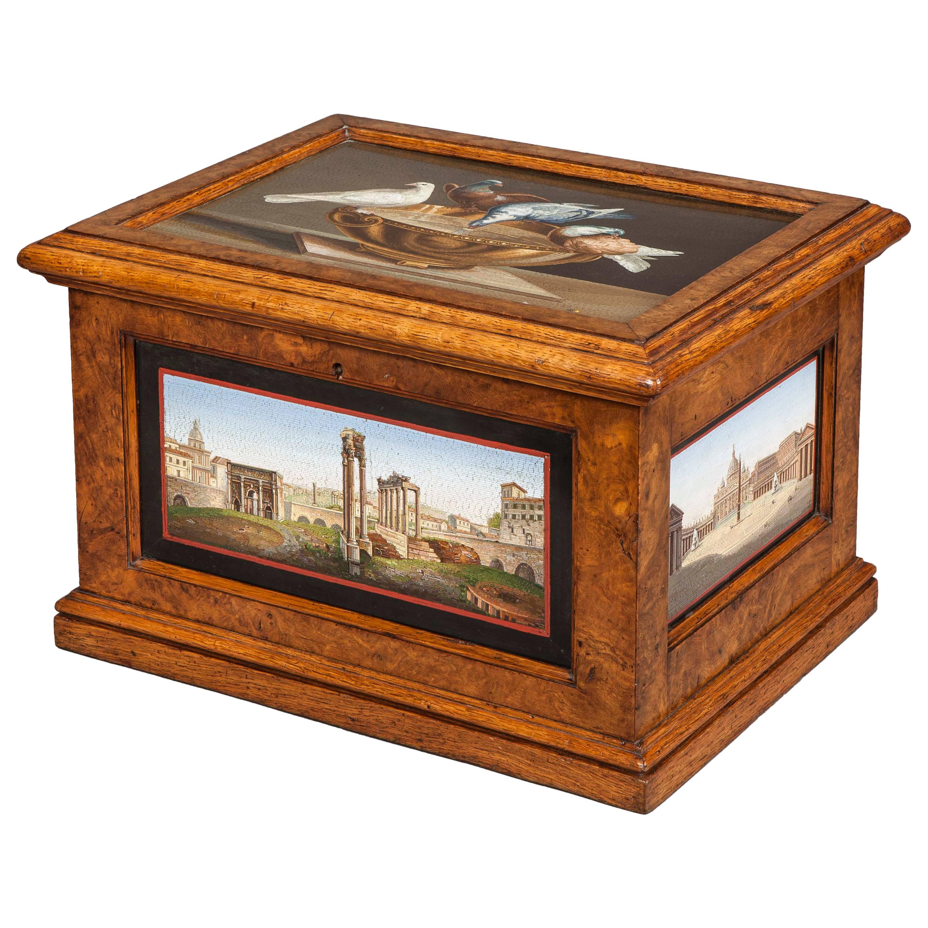 19th Century Micromosaic 'Grand Tour' Decorative Box of Architecture Scenes 