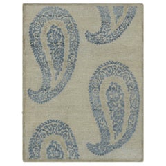 Rug & Kilim's Block Print Rug Design with Blue Floral Patterns (tapis à motifs floraux bleus)