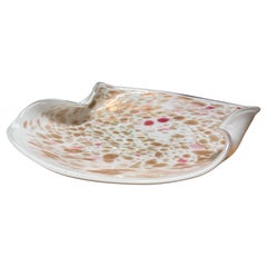 Grand modèle de Murano du milieu du 20e siècle  Bol plié blanc rose or