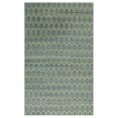 Rug & Kilim's Oversized Block Print Custom Rug Design, Blaue und Grüne Blumen