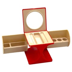 Vintage 70s Vanity Box - Retro Portable Beauty Organizer mit Spiegel