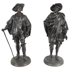 Antique Bronze Statues Rubens and Van Dyck by Jean Jules Salmson