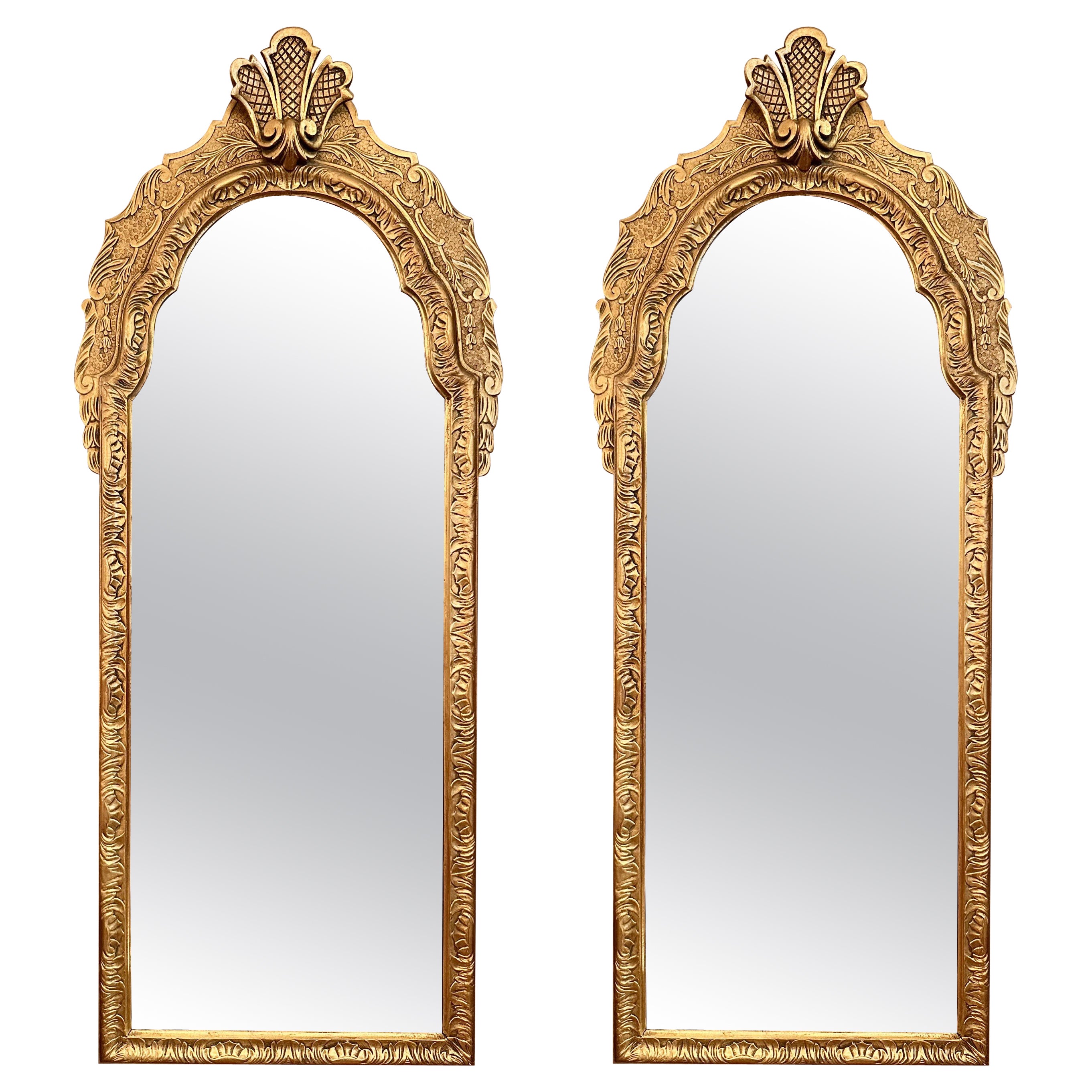 Pair Antique English Carved Gilt Wood Mirrors, Circa 1890-1910. For Sale