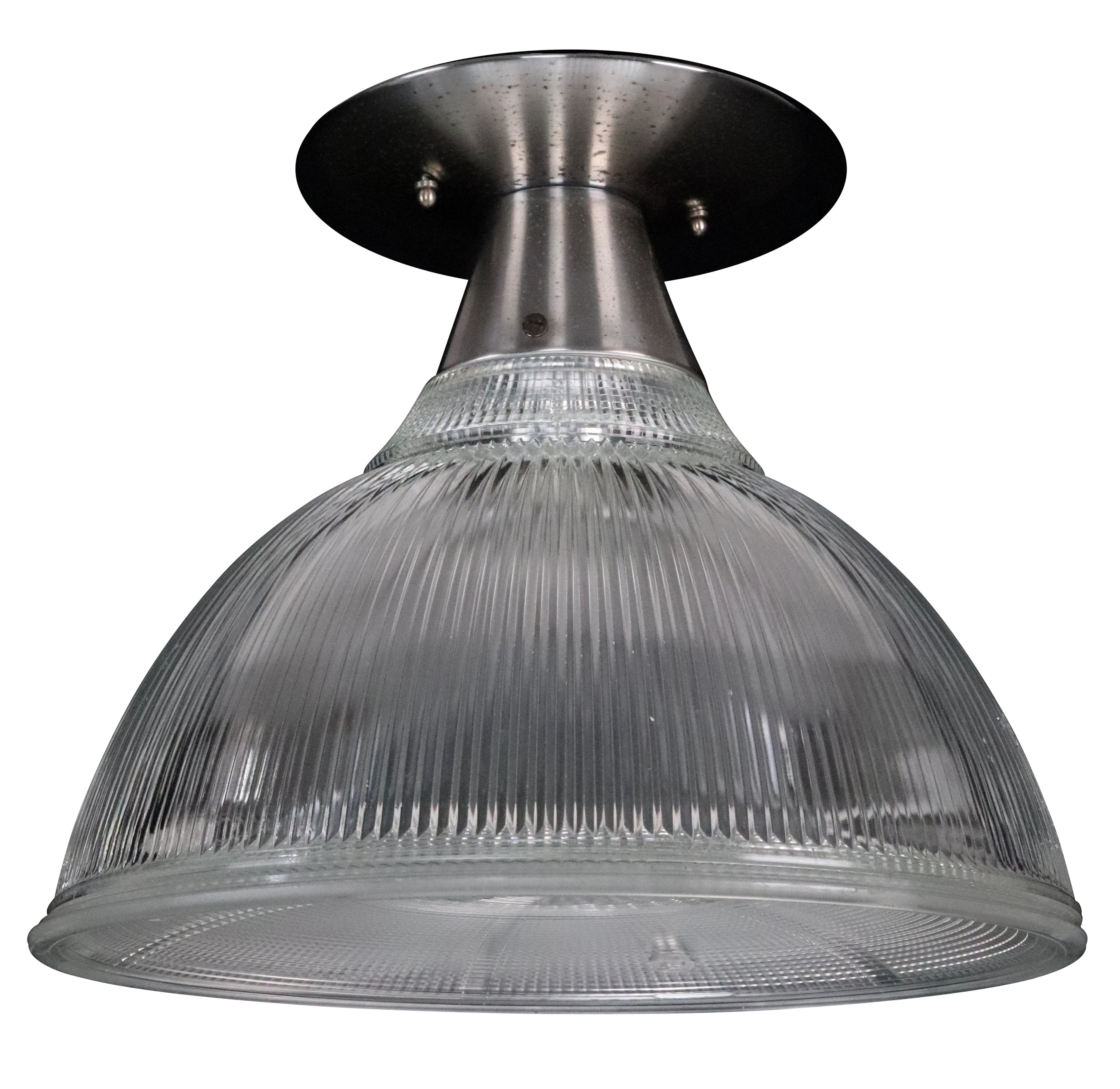 Industrial 15.5 in. Holophane Glass Flush Mount Light