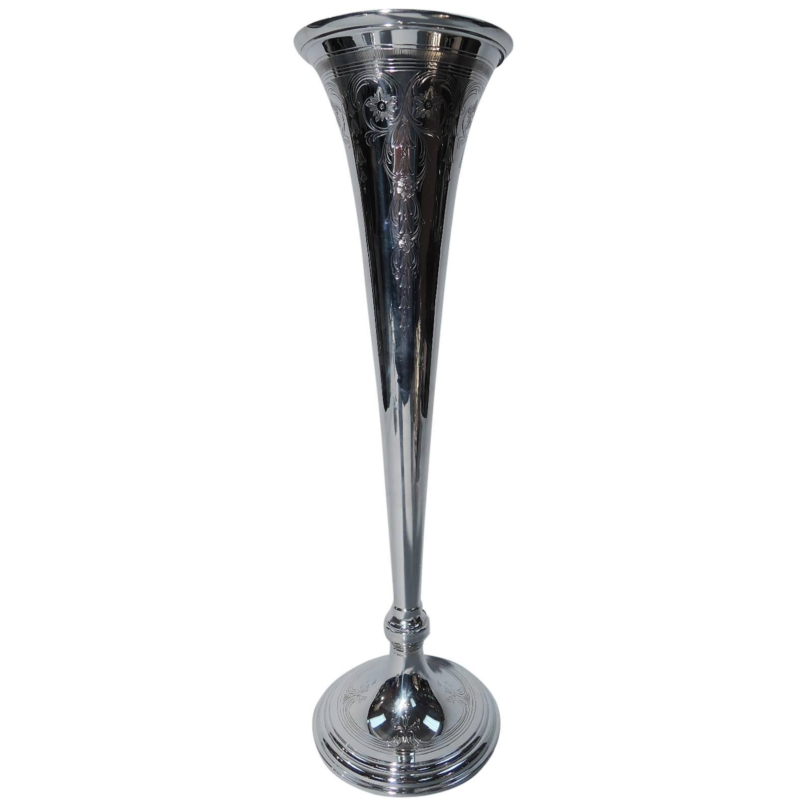 Tiffany Art Nouveau Sterling Silver Trumpet Vase  