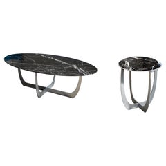 2er-Set Valentine Nero Marquina Marmor-Couchtisch von WM Metal Design