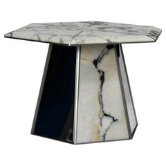 Tavolino Emerso in marmo calacatta e titanio di WM Metal Design