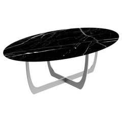 Valentine Nero Marquina Marmor Oval Couchtisch von WM Metal Design