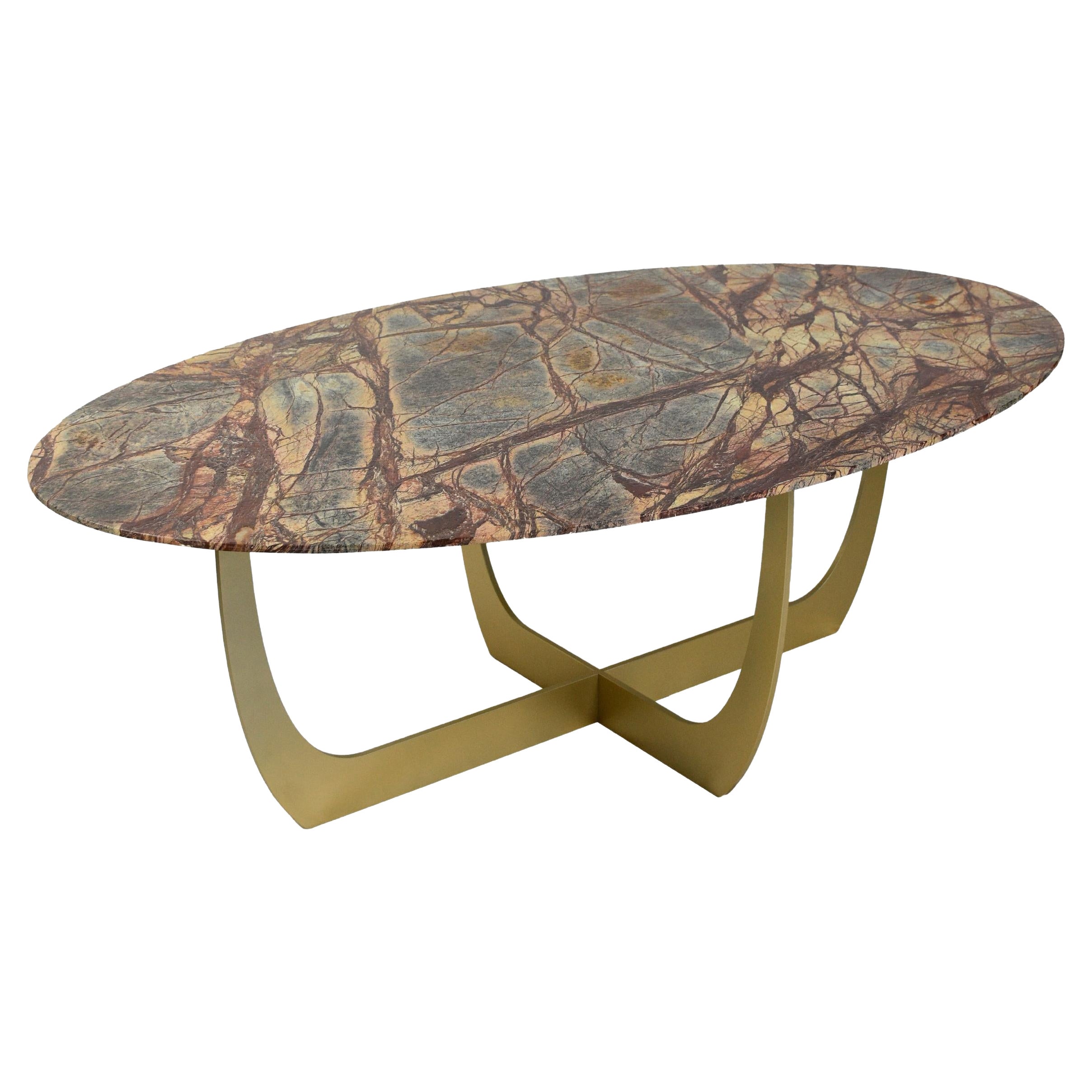 Valentine Brauner Waldmarmor Ovaler Couchtisch von WM Metal Design
