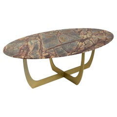 Valentine Brauner Waldmarmor Ovaler Couchtisch von WM Metal Design