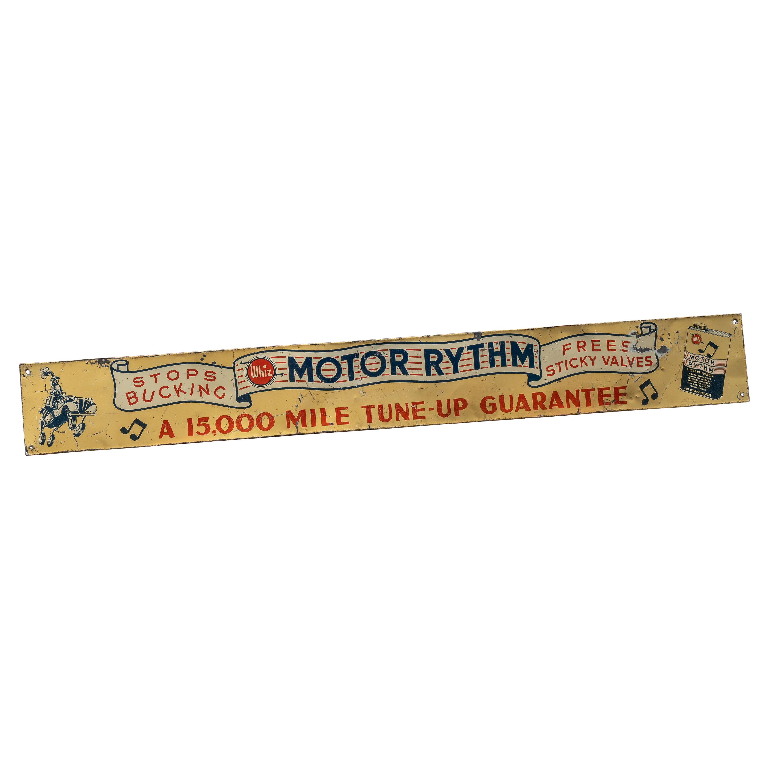 Vintage Motor Rythm Tin Litho Advertising Sign