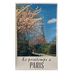 Affiche vintage originale du milieu du siècle Le printemps à Paris, vers 1960