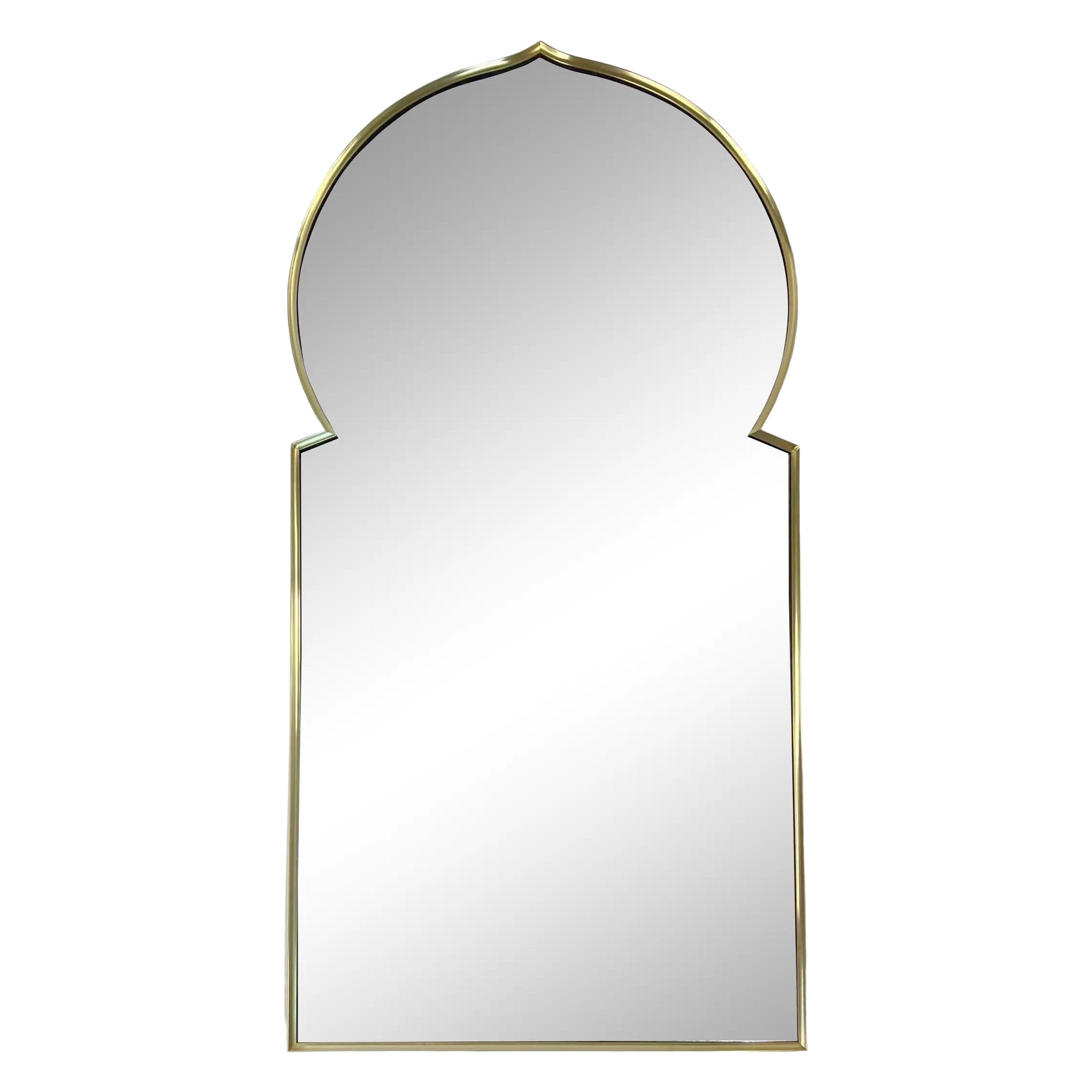 Vintage Modern Brass Moroccan Style Arched Mirror