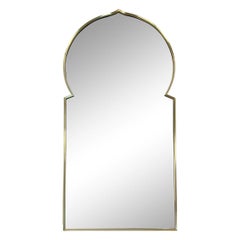 Vintage Modern Brass Moroccan Style Arched Mirror