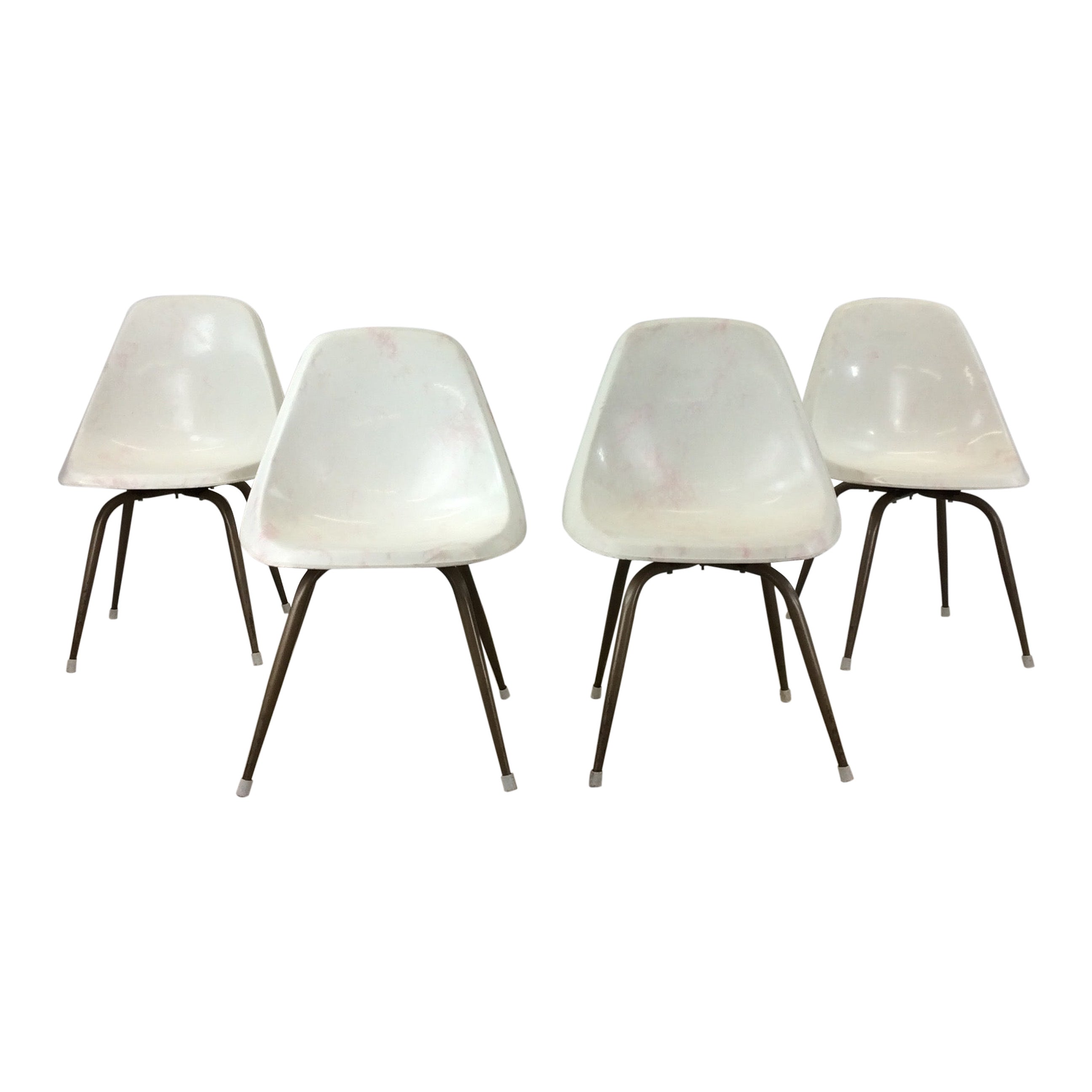 Set of 4 Mid Century Modern Molded Plastic Chairs with Swivel Base