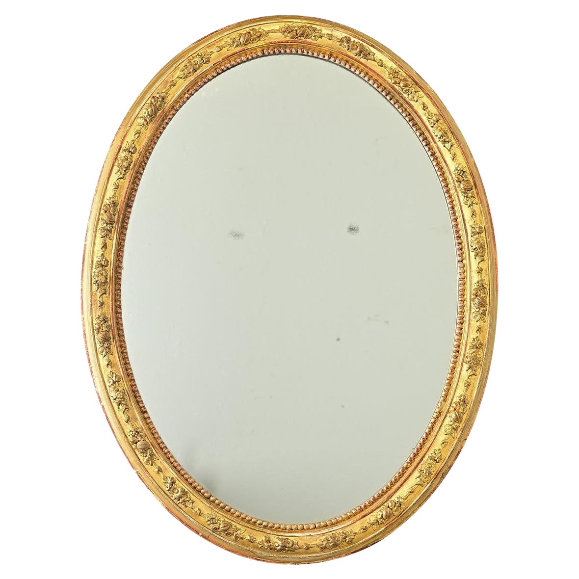 French 19th Century Oval Gilt Mirror