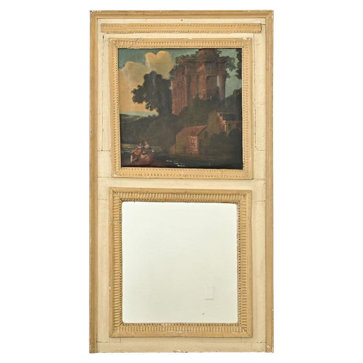 French 19th Century Painted Trumeau Mirror