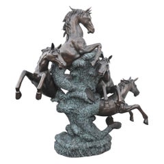 Giant Bronze Horse Fountain Leaping Pony Garden Water Feature