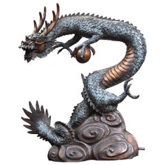 Statue de dragon chinois en bronze Feng Shui asiatique