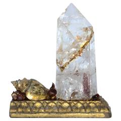 Crystal Obelisk on 18th Century Italian Gold Leaf Base Decorative Art